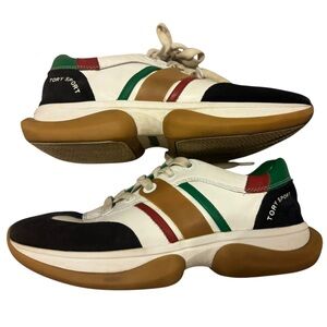 Tory Sport Authentic Multicolor Leather Stripe Bubble Sneakers Women's Size 7.5